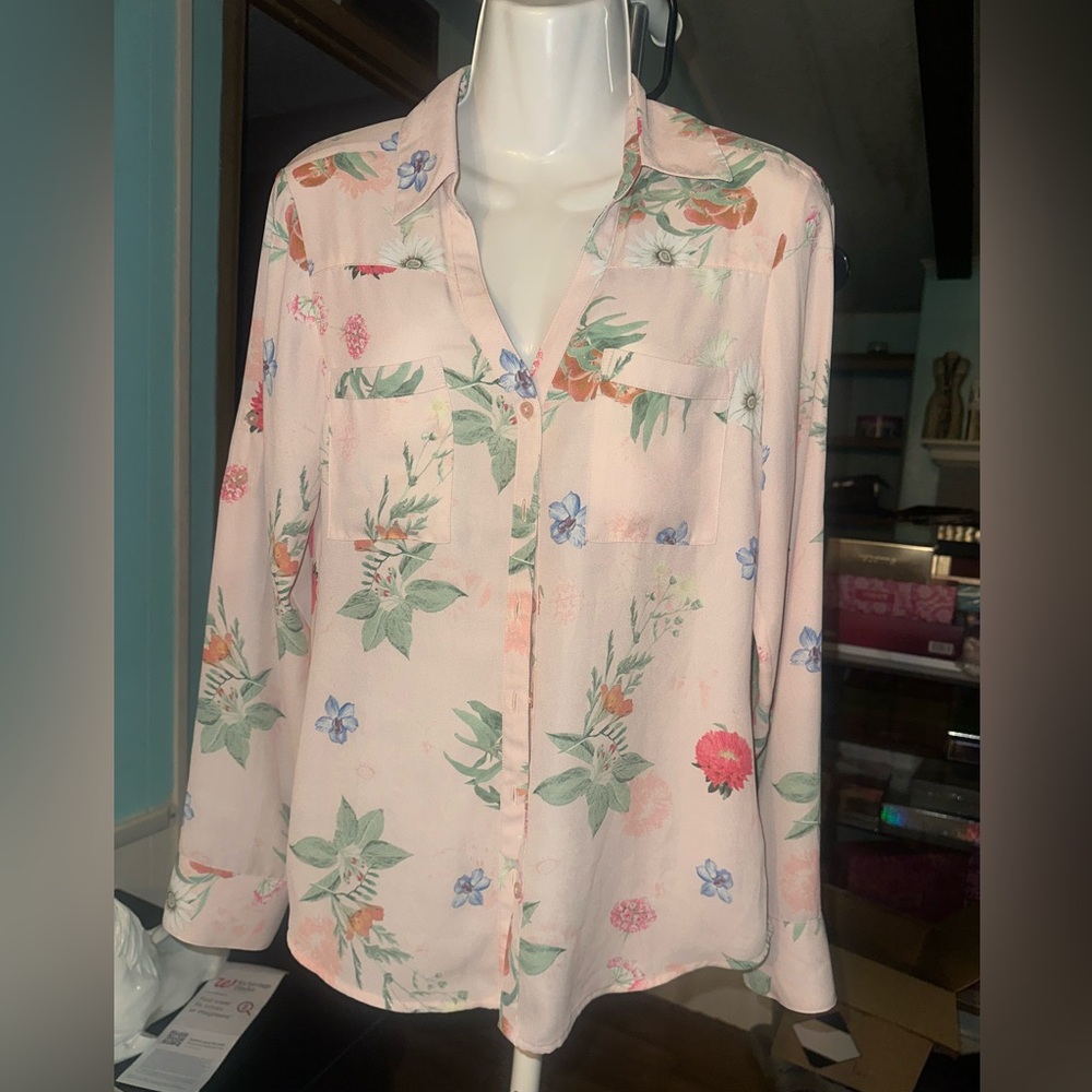 Express Floral Pastel Button-Down Shirt